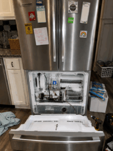 fixing the ice maker and water inlet valve on a KitchenAid french-door refrigerator in Dallas