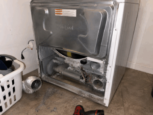 testing the thermal fuse and heating element on an open Whirlpool dryer