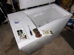 standalone freezer in the garage